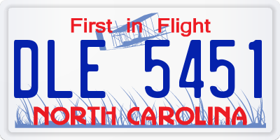 NC license plate DLE5451
