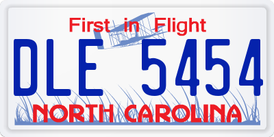 NC license plate DLE5454