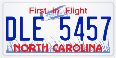 NC license plate DLE5457