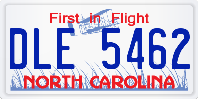 NC license plate DLE5462