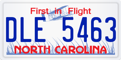 NC license plate DLE5463