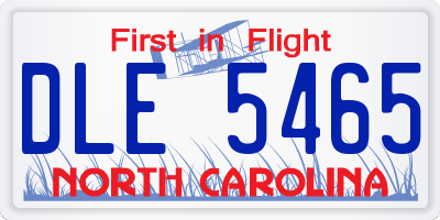 NC license plate DLE5465