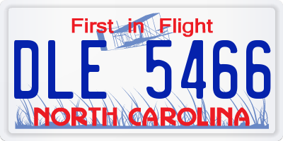 NC license plate DLE5466