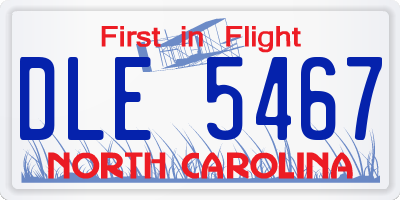 NC license plate DLE5467