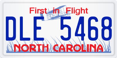 NC license plate DLE5468