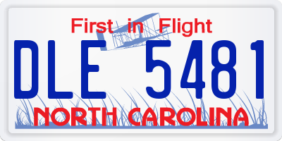 NC license plate DLE5481