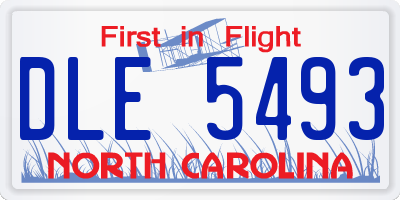 NC license plate DLE5493