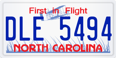NC license plate DLE5494