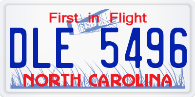 NC license plate DLE5496
