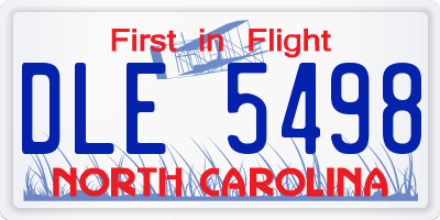 NC license plate DLE5498