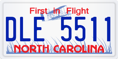 NC license plate DLE5511
