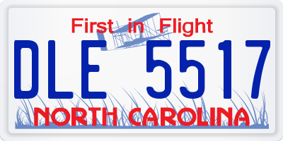 NC license plate DLE5517
