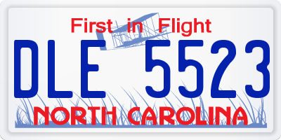 NC license plate DLE5523