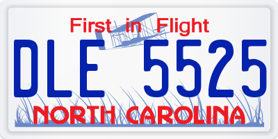 NC license plate DLE5525