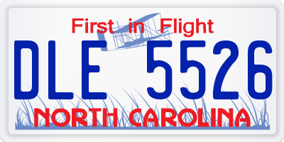 NC license plate DLE5526