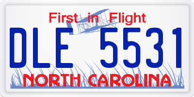 NC license plate DLE5531