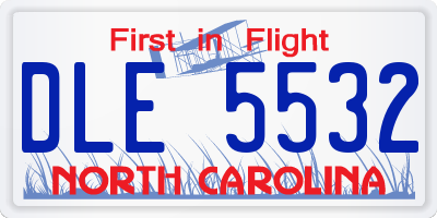 NC license plate DLE5532