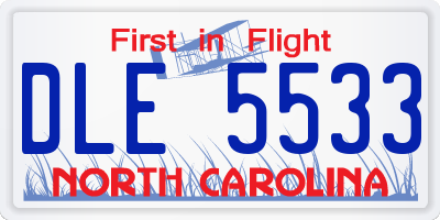 NC license plate DLE5533