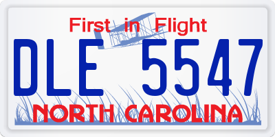 NC license plate DLE5547