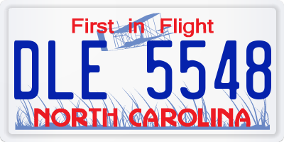 NC license plate DLE5548