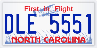NC license plate DLE5551