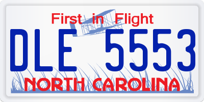 NC license plate DLE5553