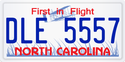 NC license plate DLE5557