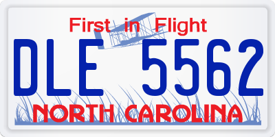 NC license plate DLE5562