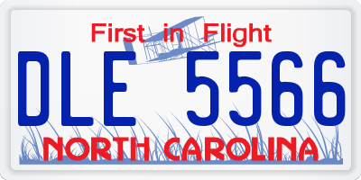 NC license plate DLE5566