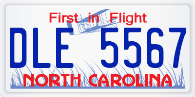 NC license plate DLE5567