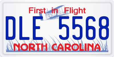 NC license plate DLE5568