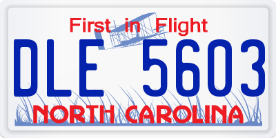 NC license plate DLE5603