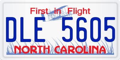 NC license plate DLE5605