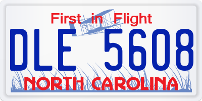 NC license plate DLE5608