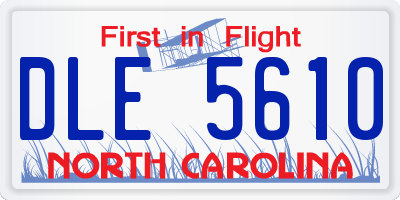 NC license plate DLE5610