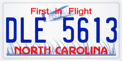NC license plate DLE5613