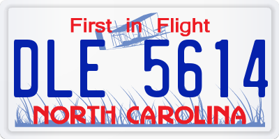 NC license plate DLE5614