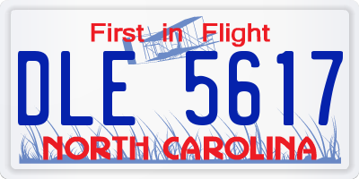 NC license plate DLE5617