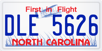 NC license plate DLE5626