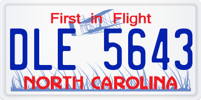 NC license plate DLE5643