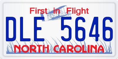 NC license plate DLE5646