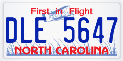 NC license plate DLE5647