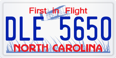 NC license plate DLE5650