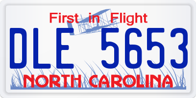 NC license plate DLE5653