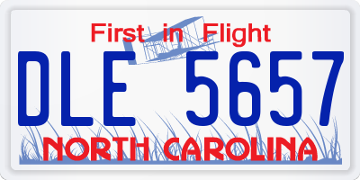 NC license plate DLE5657