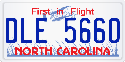 NC license plate DLE5660