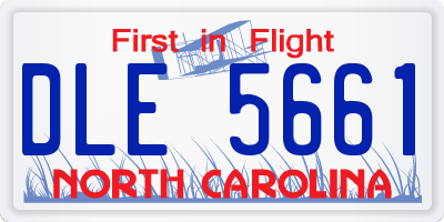 NC license plate DLE5661