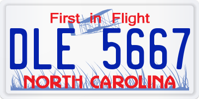 NC license plate DLE5667