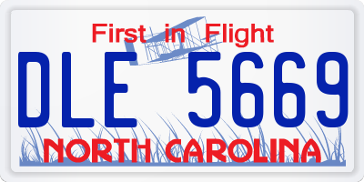 NC license plate DLE5669
