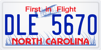 NC license plate DLE5670